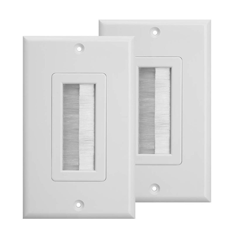 TENINYU 1-Gang Wall Plate (2 Pack), Brush Style Opening Passthrough Low Voltage Cable Plate in-Wall Installation for Speaker Wires, Coaxial Cables, HDMI Cables, or Network/Phone Cables(2 Pack) - Image 1